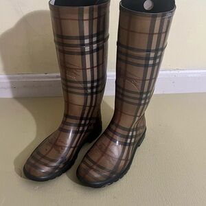 Burberry Plaid Winter & Rain Boots - Brown and Black